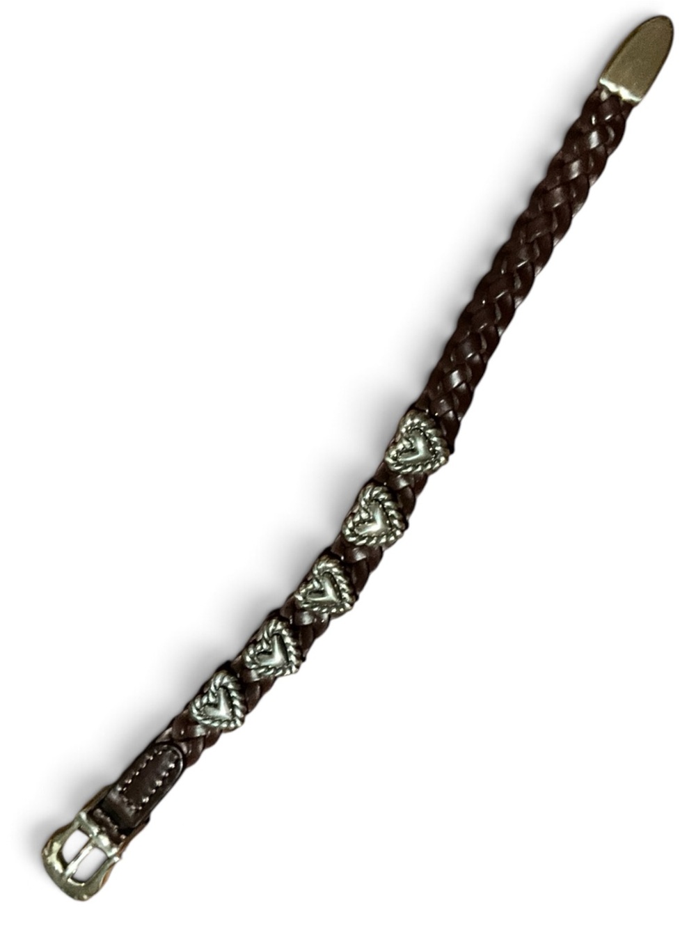 Brighton Roped Heart Braid Bandit Bracelet Brown Leather 07475